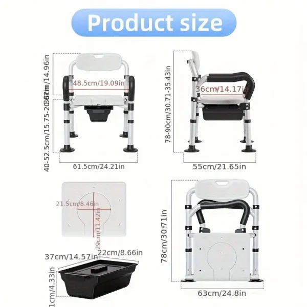 Adjustable Aluminum Shower Toilet Seat