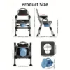 1pc Black Commode Portable Toilet